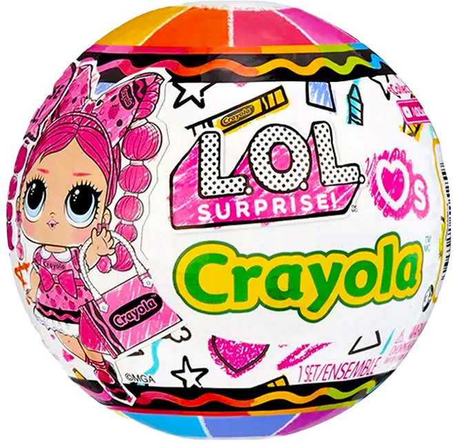 L.O.L Surprise 驚喜寶貝蛋 Crayola 繪兒樂 L.O.L驚喜愛心娃娃, 顏色隨機, 1個