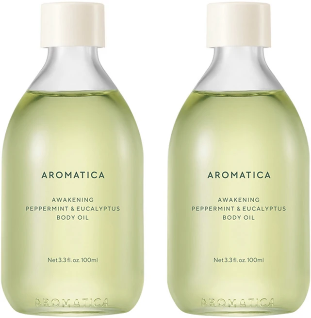 아로마티카 어웨이크닝 바디오일 페퍼민트 앤 유칼립투스, 100ml, 2개 - 쿠팡