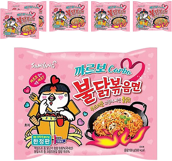 Buldak Ramen 火辣雞肉風味鐵板炒麵 奶油白醬風味 130g, 6包