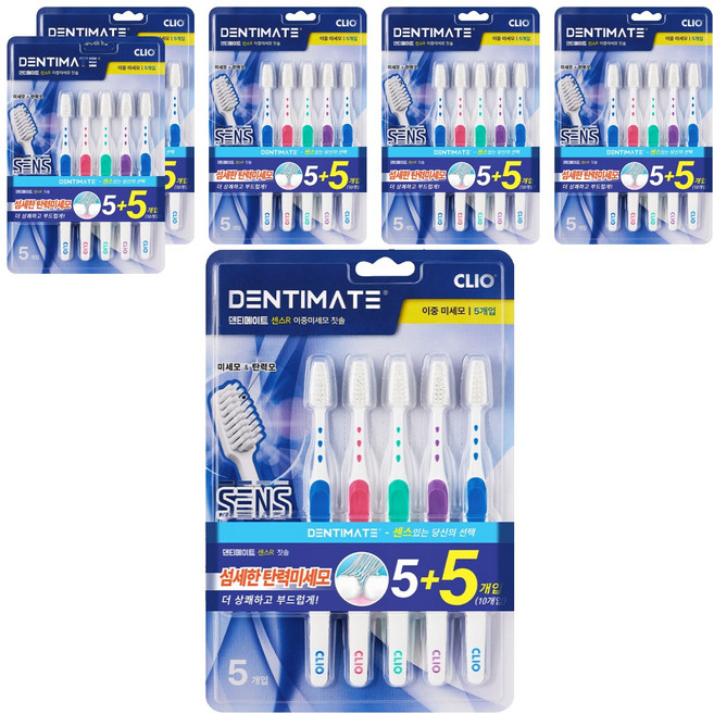 크리오 덴티메이트 센스R 이중미세모 칫솔, 10개입, 6개