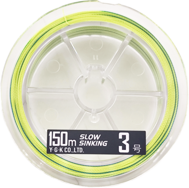 YGK ADMIX PE ISO SLOW SINKING 高比重 專用PE線, 螢光綠 + 藍色, 1個
