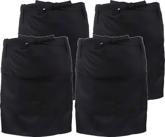 咖啡廳迷你腰部圍裙, 黑色, 4個