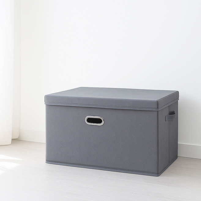 레토 접이식 패브릭 리빙 정리함 수납박스, 그레이, 81L, 1개