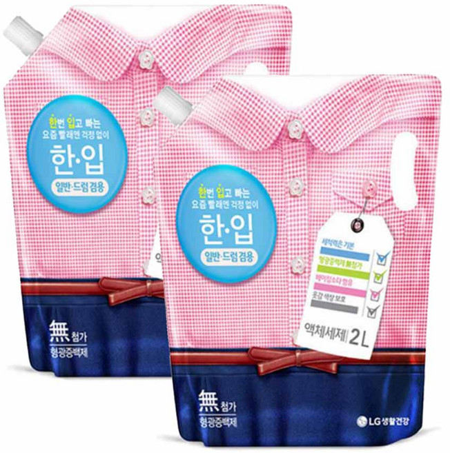 한입 액체세제 뉴 리필, 2L, 1개입, 2개