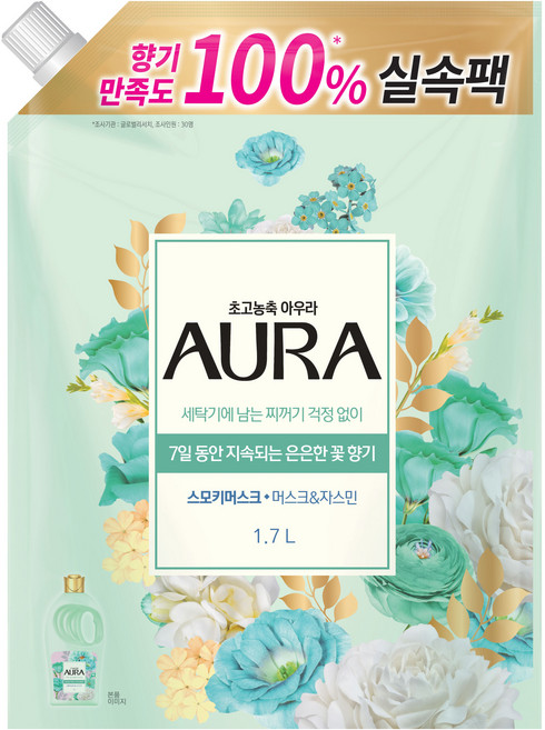 아우라 초고농축 섬유유연제 스모키머스크 리필, 1.7L, 1개