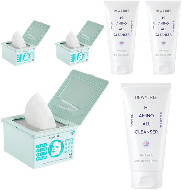 듀이트리 픽 앤 퀵 카밍풀 뽑아쓰는 마스크 + 하이 아미노 클렌징폼 50ml, 2개입, 3개