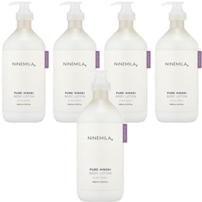 나인밀라 퓨어 히노끼 바디로션 블랙베리향, 1L, 5개