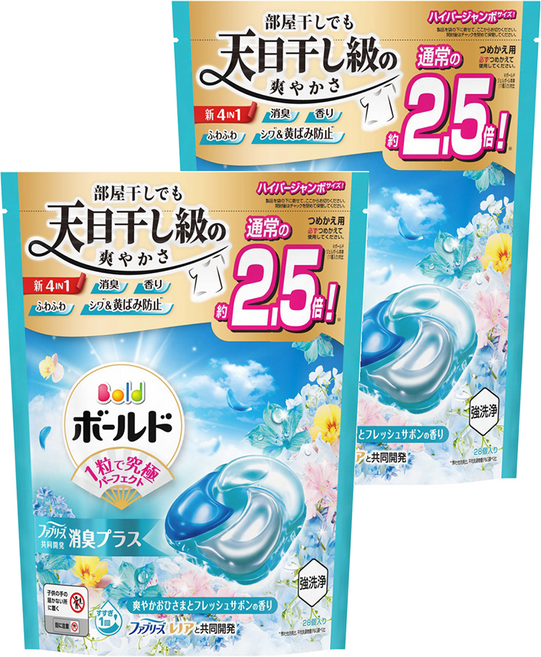 Bold 新四合一4D洗衣膠囊 清新花香, 28顆, 2袋