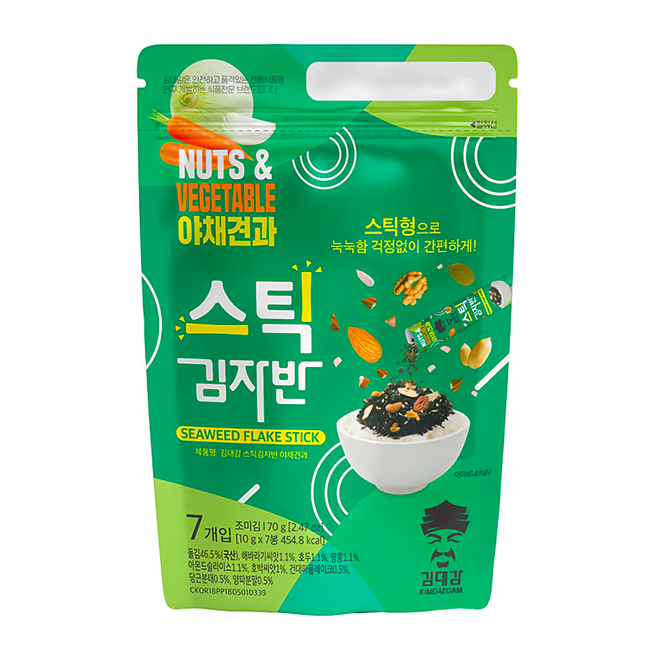 KIMDAEGAM 海苔酥堅果蔬菜味 7包, 1袋, 70g