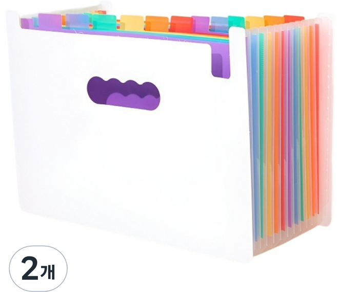 프라리 A4 오픈형 아코디언 포켓 파일케이스 오픈형 25칸, 화이트, 2개