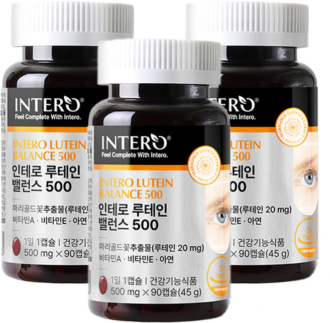 인테로 루테인 밸런스 500 45g, 90정, 3개