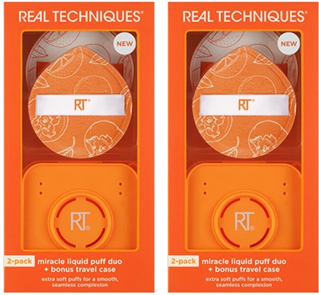 리얼테크닉스 미라클 리퀴드 퍼프 듀오 + 케이스 세트, 2세트 - 쿠팡