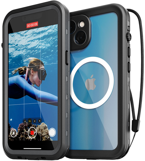 신지모루 맥세이프 풀커버 360도 워터락 방수케이스 핸드폰 방수팩, 아이폰 13, 1개