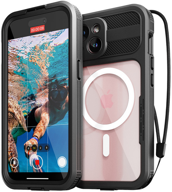 신지모루 맥세이프 풀커버 360도 워터락 방수케이스 핸드폰 방수팩, 아이폰 15, 1개