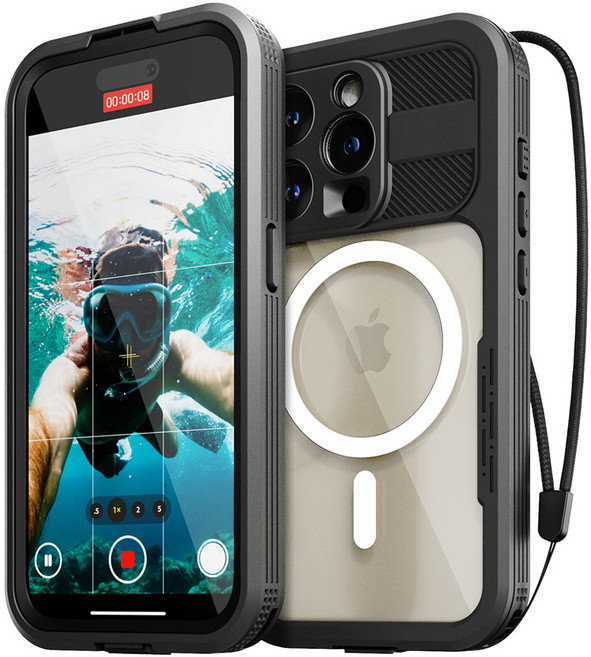 신지모루 맥세이프 풀커버 360도 워터락 방수케이스 핸드폰 방수팩, 아이폰 15 프로, 1개