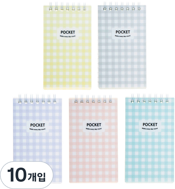 탐사 포켓 스프링 메모장 60매, 혼합색상, 10개입