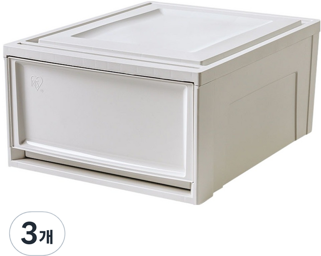 아이리스 국내생산 시스템 수납박스 슬라이딩 서랍장 BC-500, 화이트그레이, 3개