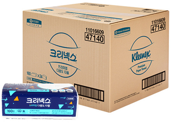 크리넥스 프리미엄 다용도 타올, 24개, 160개입
