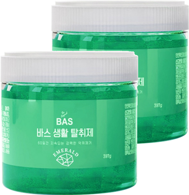 BAS 에메랄드 생활 탈취제 본품, 397g, 2개