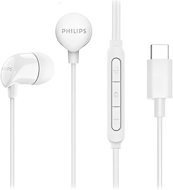 PHILIPS 飛利浦 完美氣密高音質入耳式Type C耳機 附麥克風 1個, TAE2146WT-LY, 白色