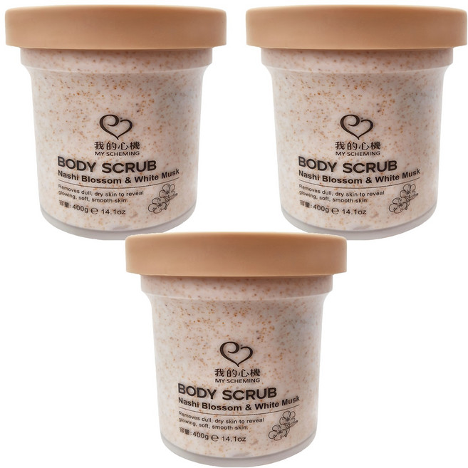 MY SCHEMING 我的心機 水梨花白麝香 淨嫩身體去角質, 400g, 3罐