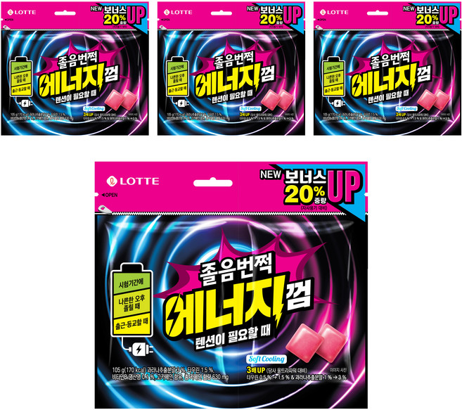 롯데웰푸드 졸음번쩍 에너지껌 리필, 4개, 105g