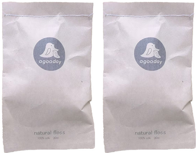 agooday 好日子 天然蠶絲牙線 – 線圈補充包, 30m, 1入, 2個