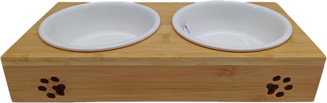 CatFeet 竹製方形雙碗 大碗 31.4 x 15.3 x 6cm, 陶瓷 白色, 1個