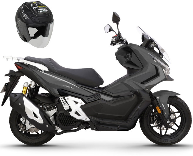 한솜 모터스 어드벤처 스쿠터 + 오픈페이스 헬멧 방문설치, ADV125 TCS, 매트그레이(스쿠터), 블랙실버(헬멧)