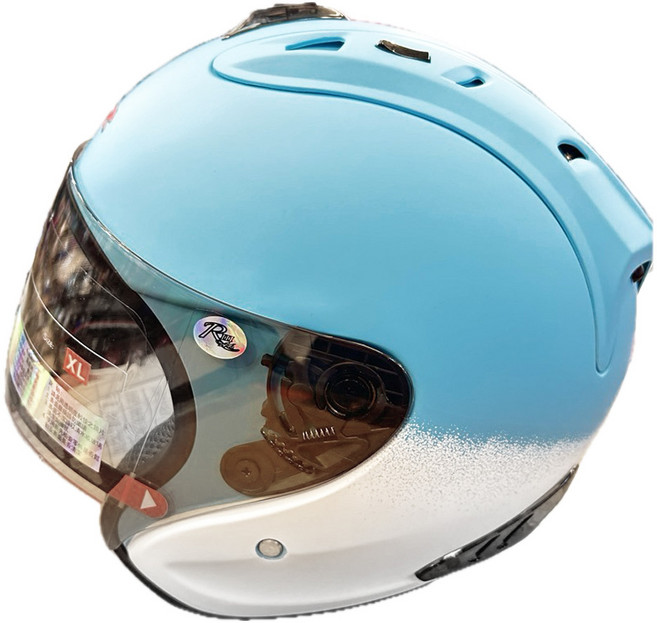 ARC HELMET 露臉式安全帽 含1層護目鏡 R3A6, 天藍白色