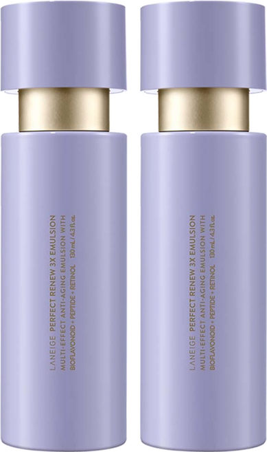 LANEIGE 蘭芝 Perfect Renew 3X完美新生三效賦活乳 130ml 輕盈奶油觸感 快速吸收 含積雪草萃取 保護肌膚 清爽舒適 不黏膩, 2瓶