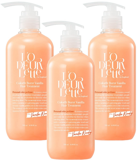 로더렛 인 잉글랜드 컬러핏 번트 바닐라 헤어 트리트먼트, 500ml, 3개