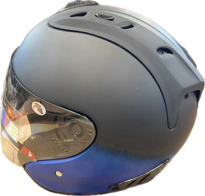 普通型露臉式機車用安全帽 含1層護目鏡 R3-A6, 黑藍色, 1個