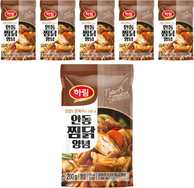 하림 안동찜닭 양념, 200g, 6개