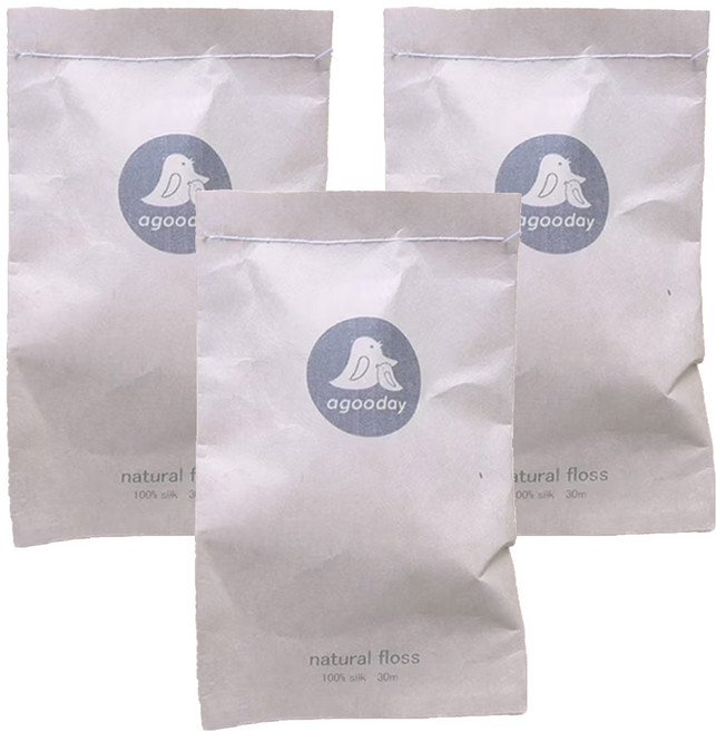 agooday 好日子 天然蠶絲牙線 – 線圈補充包, 30m, 1入, 3個