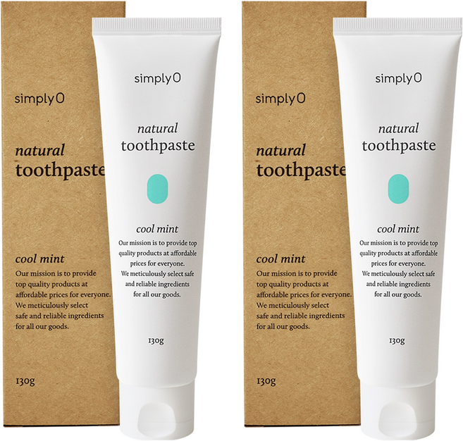 심플리오 내추럴 치약 쿨민트, 130g, 2개