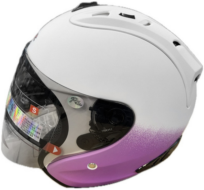 普通型露臉式機車防護頭盔 含一層護目鏡 R3-A6 S 白紫色