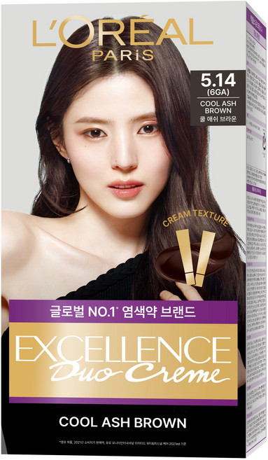 로레알파리 엑셀랑스 듀오크림 나눠쓰는 새치염색 염모제, 5.14호 쿨 애쉬 브라운, 1개