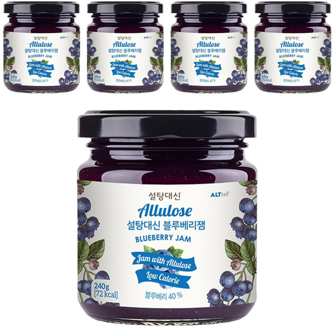 설탕대신 알룰로스 블루베리잼, 240g, 5개