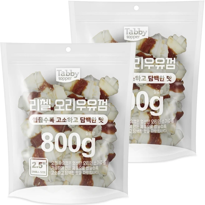 테비토퍼 강아지 리첼 우유껌 6.35cm, 오리, 800g, 2개 - 쿠팡