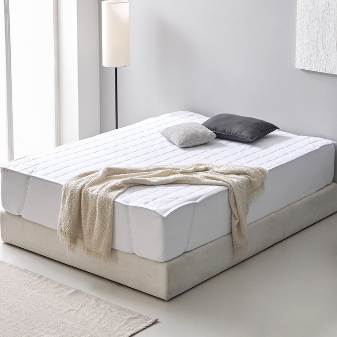 파미지오 누빔 방수 침대 매트리스 패드, 화이트