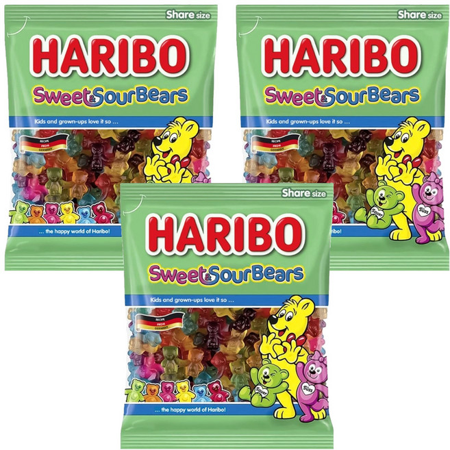Haribo 酸甜小熊果凍, 175g, 3個