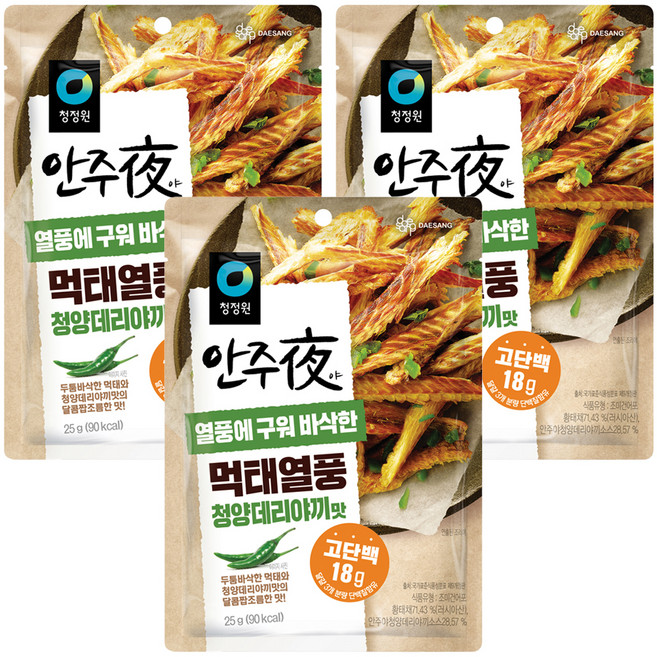 안주야 먹태열풍 청양데리야끼맛, 25g, 3개
