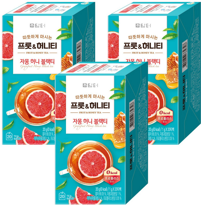 담터 프룻 앤 허니 자몽허니블랙티, 1g, 20개입, 3개