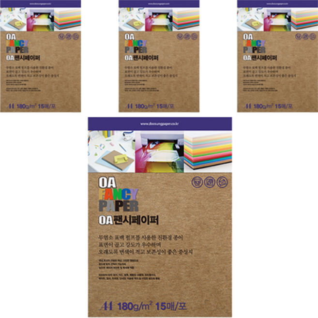 두성종이 OA 팬시페이퍼 컬러복사지 크라프트색 180g K03, A4, 60개