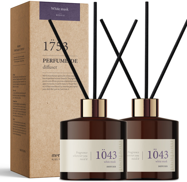 메르헨트 퍼퓸 드 디퓨저 2개입 + 리드스틱 10개, 화이트머스크, 200ml, 1세트