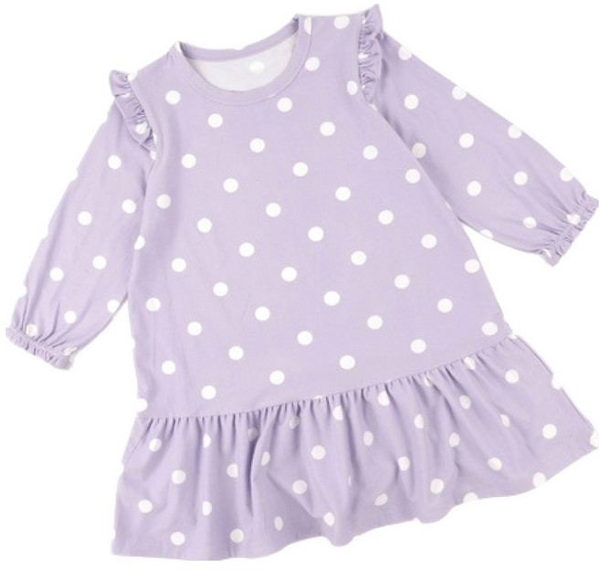 메이키즈 여아용 베이직도트퍼플 피치기모파자마 원피스