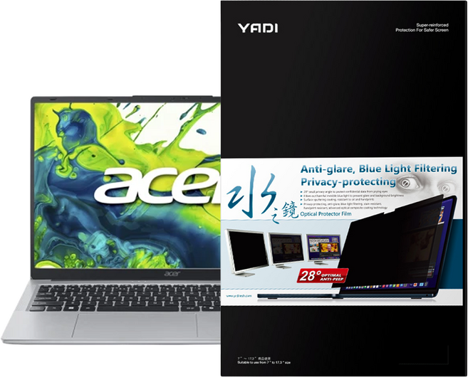 YADI 亞第 靜電吸附水之鏡防窺片 PF4PPA-W156 Acer Lite AL15 71P 54V5 專用 16:9, 1片