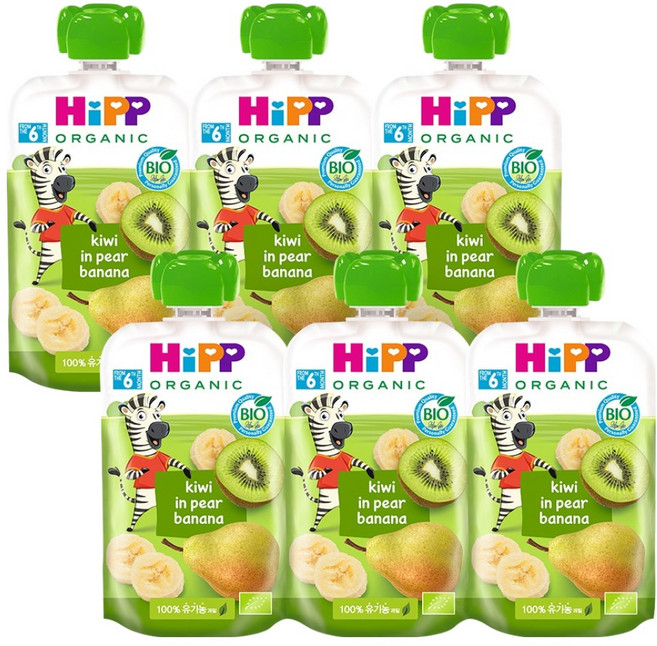 힙 이유식, 혼합맛(키위/페어/바나나), 100g, 6개