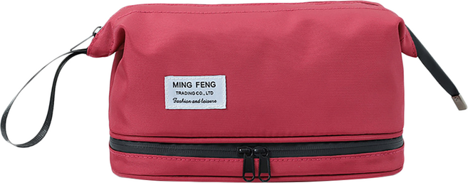 MING FENG 手提式大容量乾濕分離雙層洗漱包